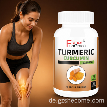 Kurkuma -Curcumin -Ergänzung mit schwarzem Pfefferextrakt